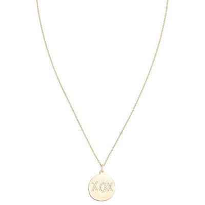 Large "XOX" Disk Charm Pave Diamonds Jewelry Helen Ficalora