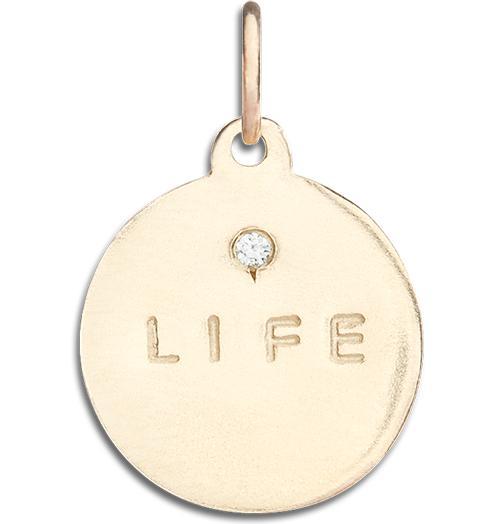 "Life" Disk Charm With Diamond Jewelry Helen Ficalora 14k Yellow Gold For Necklaces And Bracelets