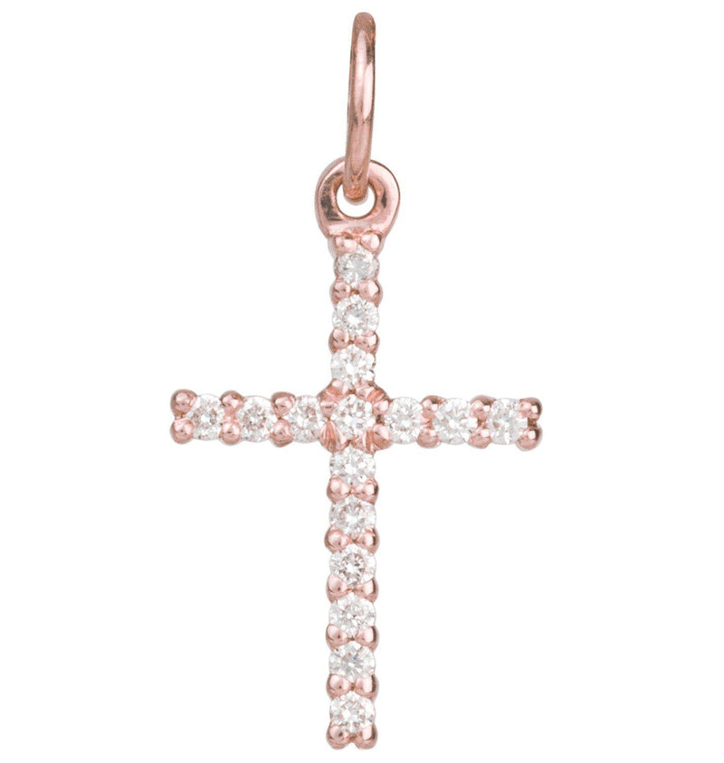Medium Pave Diamond Cross Jewelry Helen Ficalora 14k Pink Gold