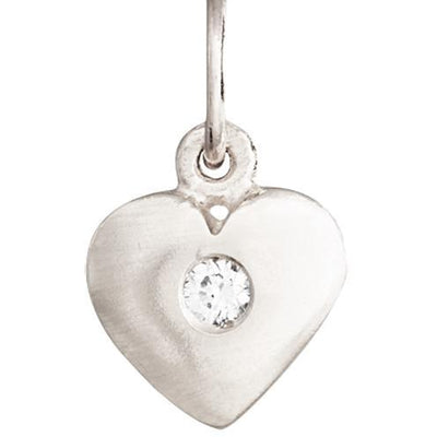 Puffed Heart Charm - 14K White Gold - Helen Ficalora