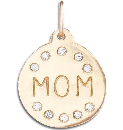 14kt Gold "Mom" Pendant with Diamonds - Helen Ficalora
