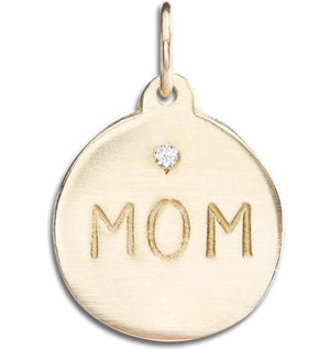 Gold Disc Mom Charm - With Diamond - Helen Ficalora