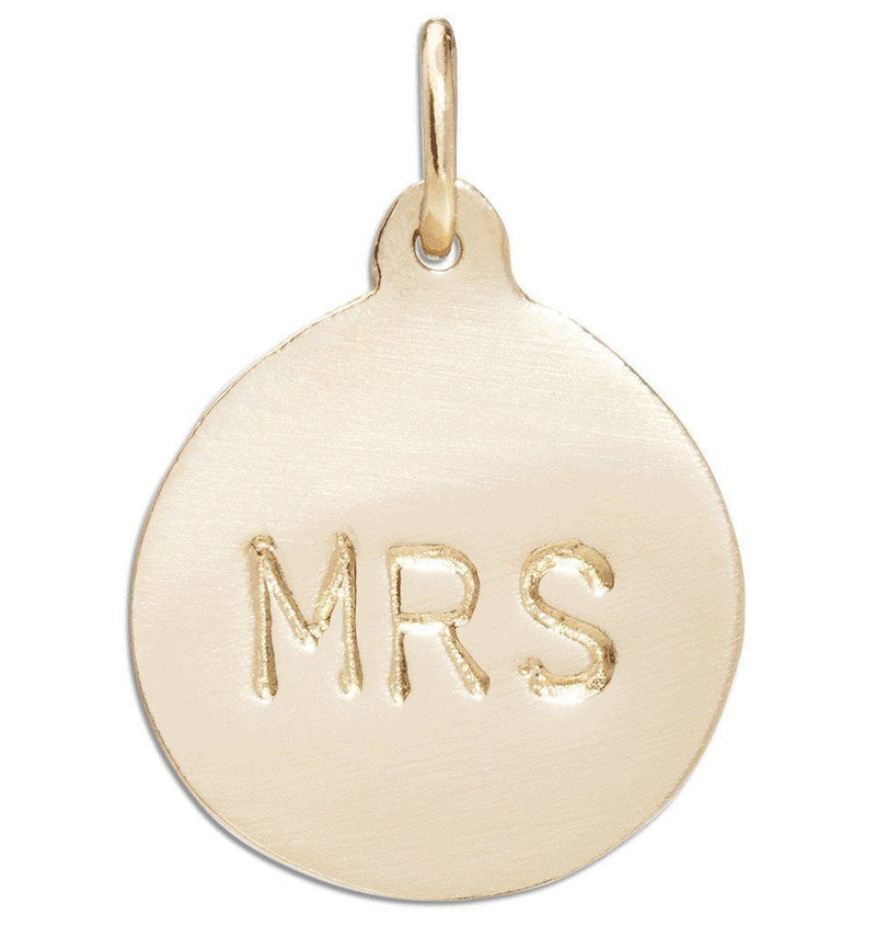 "Mrs" Disk Charm Jewelry Helen Ficalora 14k Yellow Gold