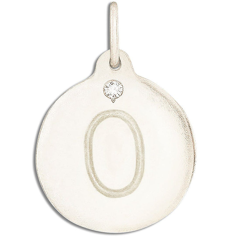 "O" Alphabet Charm With Diamond Jewelry Helen Ficalora 14k White Gold For Necklaces And Bracelets