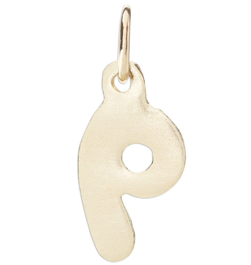 "P" Bubble Letter Charm Jewelry Helen Ficalora 14k Yellow Gold