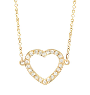 Pave Heart Necklace Jewelry Helen Ficalora 14K Yellow Gold