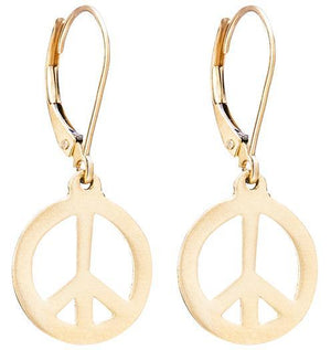 Helen Ficalora Gold Peace Sign Dangle Earrings