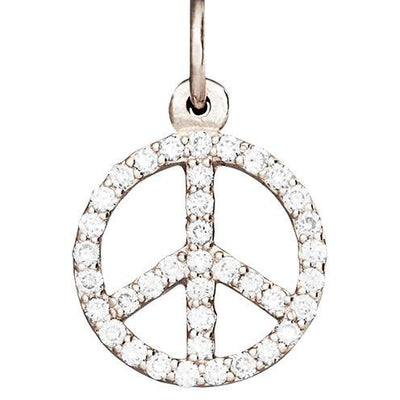 Helen Ficalora 14k White Gold Peace Sign Diamond Charm for Necklaces & Bracelets