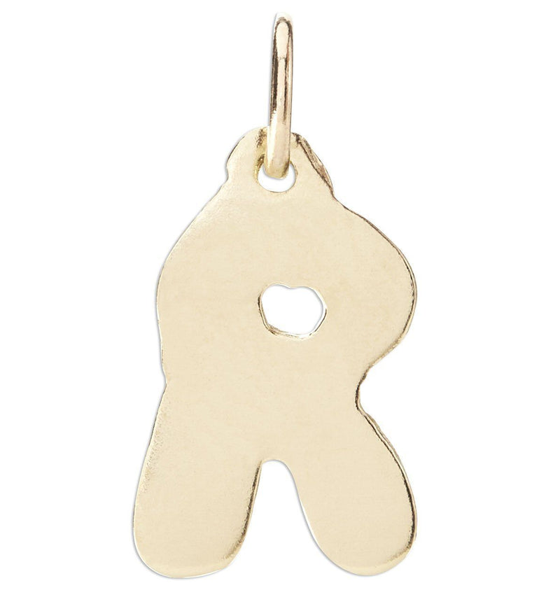 "R" Bubble Letter Charm Jewelry Helen Ficalora 14k Yellow Gold