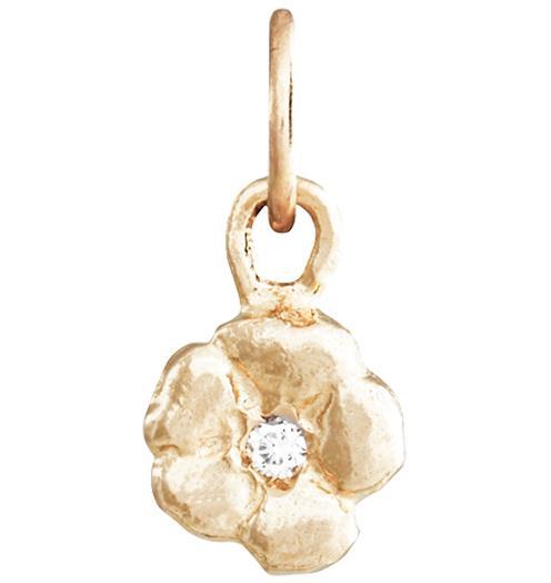 Small Cherry Blossom Flower Charm with Diamond Jewelry Helen Ficalora 14k Yellow Gold For Necklaces And Bracelets