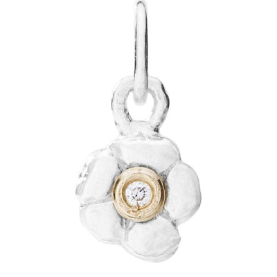 Small Cherry Blossom Flower Charm with Diamond Jewelry Helen Ficalora Sterling Silver For Necklaces And Bracelets
