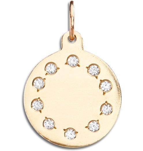 Small Eternity Disk Charm Pavé Diamonds Jewelry Helen Ficalora 14k Yellow Gold For Necklaces And Bracelets