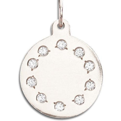 Small Eternity Disk Charm Pavé Diamonds Jewelry Helen Ficalora 14k White Gold For Necklaces And Bracelets