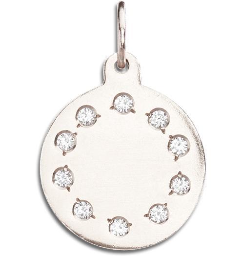 Small Eternity Disk Charm Pavé Diamonds Jewelry Helen Ficalora 14k White Gold For Necklaces And Bracelets