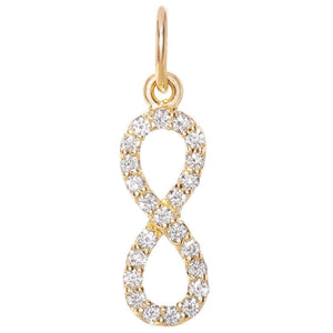 Helen Ficalora Small Gold Infinity Charm with Diamonds in 14k Yellow Gold