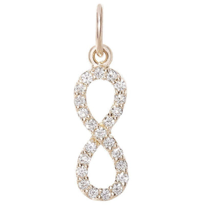 Helen Ficalora Small Gold Infinity Charm with Diamonds in 14k White Gold