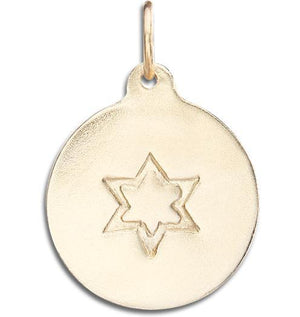 Star of David Disk Charm Jewelry Helen Ficalora 14k Yellow Gold