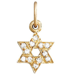 Star of David Mini Charm Pavé Diamonds Jewelry Helen Ficalora 14k Yellow Gold For Necklaces And Bracelets