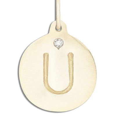 "U" Alphabet Charm With Diamond Jewelry Helen Ficalora 14k Yellow Gold For Necklaces And Bracelets