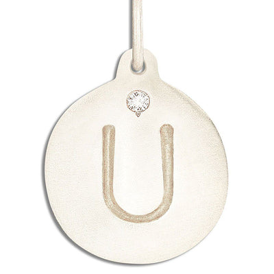 "U" Alphabet Charm With Diamond Jewelry Helen Ficalora 14k White Gold For Necklaces And Bracelets
