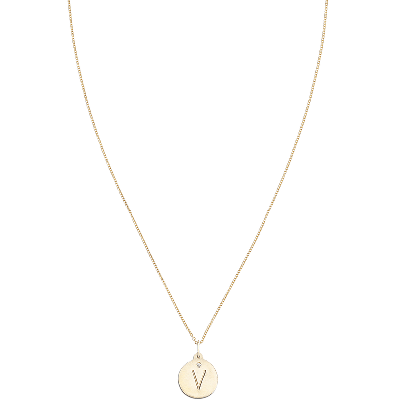 "V" Alphabet Charm With Diamond -  - Jewelry - Helen Ficalora - 5