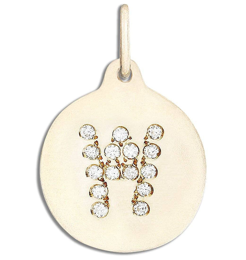 "W" Alphabet Charm Pavé Diamonds Jewelry Helen Ficalora 14k Yellow Gold For Necklaces And Bracelets