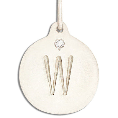 "W" Alphabet Charm With Diamond Jewelry Helen Ficalora 14k White Gold For Necklaces And Bracelets