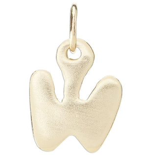 "W" Bubble Letter Charm Jewelry Helen Ficalora 14k Yellow Gold