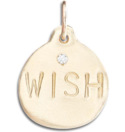 "Wish" Disk Charm With Diamond Jewelry Helen Ficalora 14k Yellow Gold For Necklaces And Bracelets