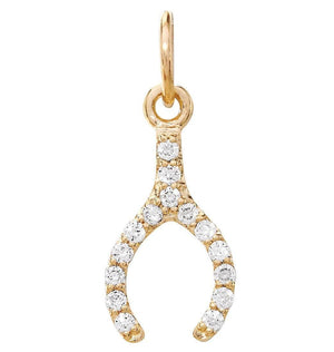 Wishbone Mini Charm Pave Diamonds Jewelry Helen Ficalora 14k Yellow Gold For Necklaces And Bracelets