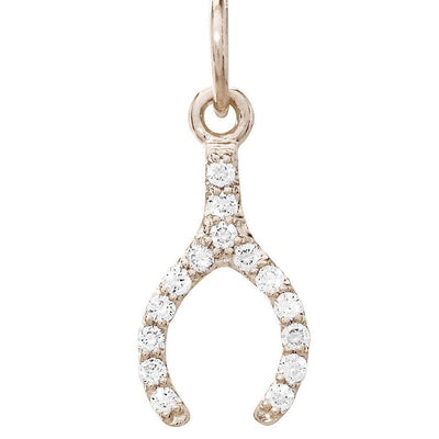 Wishbone Mini Charm Pave Diamonds Jewelry Helen Ficalora 14k White Gold For Necklaces And Bracelets