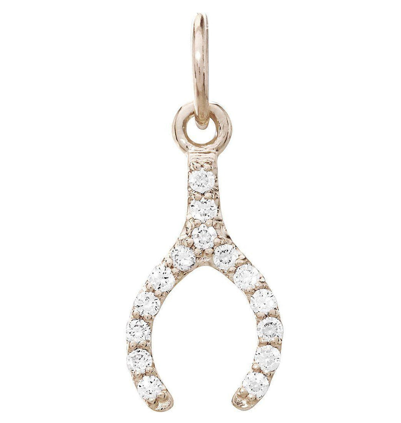Wishbone Mini Charm Pave Diamonds Jewelry Helen Ficalora 14k White Gold For Necklaces And Bracelets