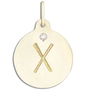 "X" Alphabet Charm With Diamond Jewelry Helen Ficalora 14k Yellow Gold For Necklaces And Bracelets
