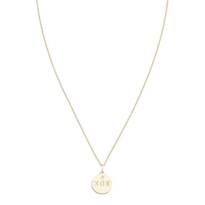 "XOX" 14k Gold Disk Charm - Helen Ficalora