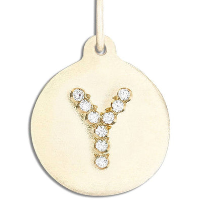 "Y" Alphabet Charm Pavé Diamonds Jewelry Helen Ficalora 14k Yellow Gold For Necklaces And Bracelets