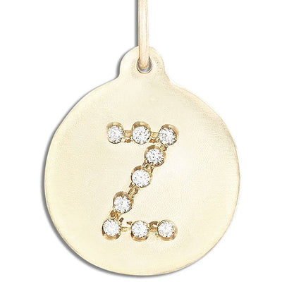 "Z" Alphabet Charm Pavé Diamonds Jewelry Helen Ficalora 14k Yellow Gold For Necklaces And Bracelets