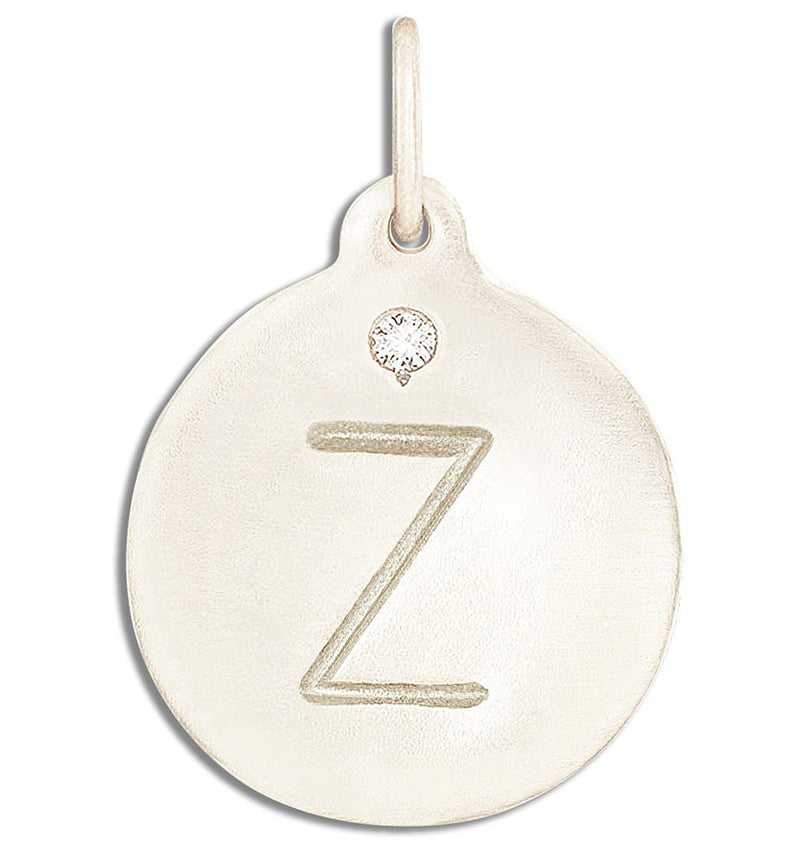 "Z" Alphabet Charm With Diamond Jewelry Helen Ficalora 14k White Gold For Necklaces And Bracelets