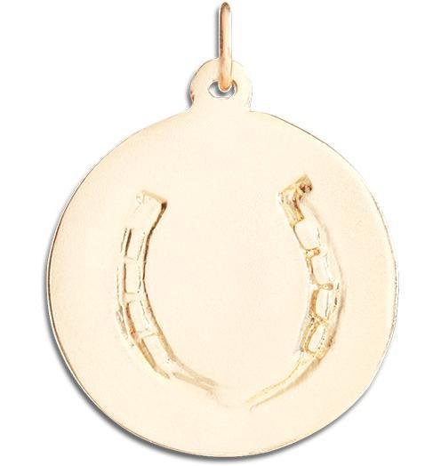 Large Horseshoe Disk Charm Jewelry Helen Ficalora 14k Yellow Gold