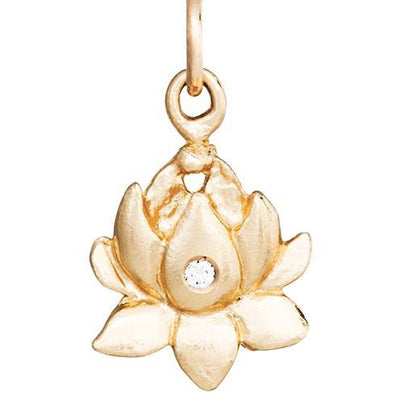 Lotus Flower Charm With Diamond Jewelry Helen Ficalora 14k Yellow Gold For Necklaces And Bracelets