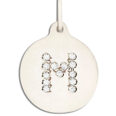 "M" Alphabet Charm Pavé Diamonds Jewelry Helen Ficalora 14k White Gold For Necklaces And Bracelets