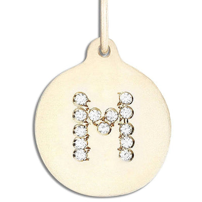 "M" Alphabet Charm Pavé Diamonds Jewelry Helen Ficalora 14k Yellow Gold For Necklaces And Bracelets