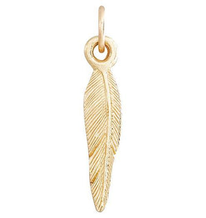 Medium Feather Mini Charm Jewelry Helen Ficalora 14k Yellow Gold