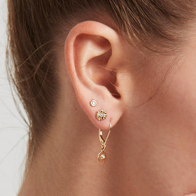 Helen Ficalora 14K Yellow Gold Drop Disc Earrings With Diamond
