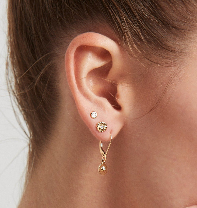 Helen Ficalora 14K Yellow Gold Drop Disc Earrings With Diamond