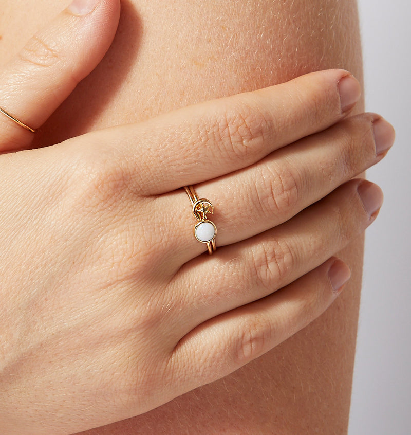 Moon And Star Stacking Ring Jewelry Helen Ficalora 14k Yellow Gold 6