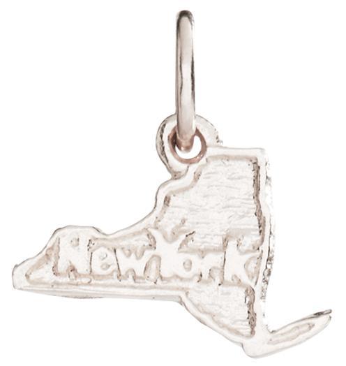 14K White Gold New York State Pendant - Helen Ficalora
