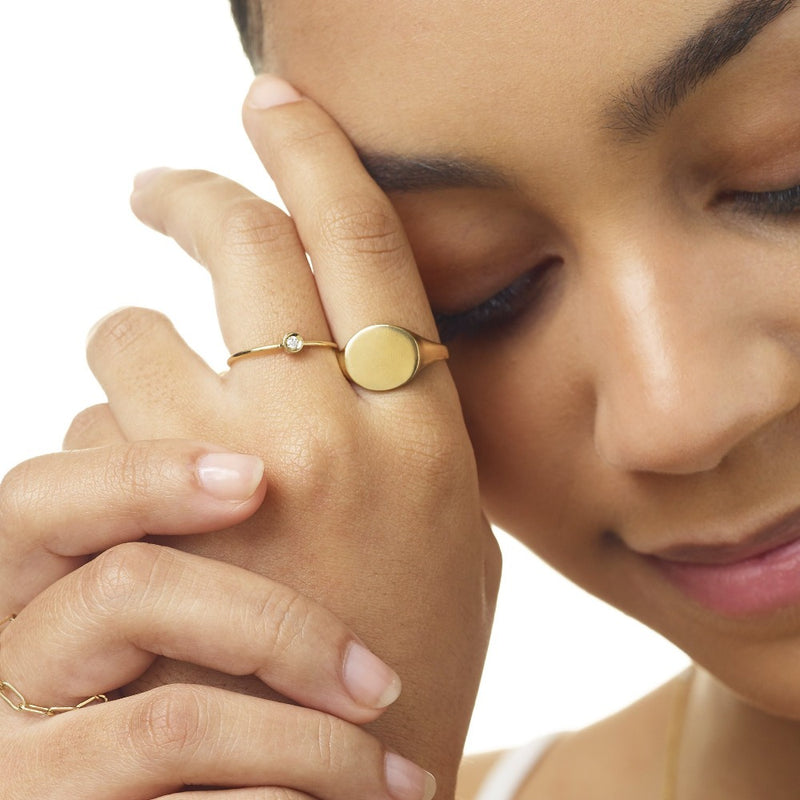 Helen Ficalora 14k Gold Oval Signet Ring