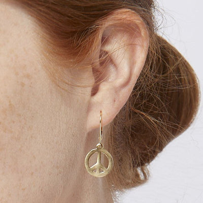 Helen Ficalora Gold Peace Sign Dangle Earrings