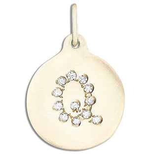 "Q" Alphabet Charm Pavé Diamonds Jewelry Helen Ficalora 14k Yellow Gold For Necklaces And Bracelets