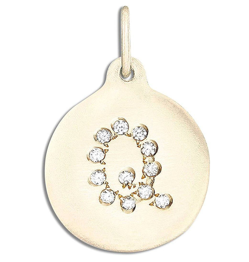 "Q" Alphabet Charm Pavé Diamonds Jewelry Helen Ficalora 14k Yellow Gold For Necklaces And Bracelets
